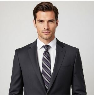 Pierre Cardin Vintage Mens Silk Tie Purple Grey Black Stripe Designer Necktie VG